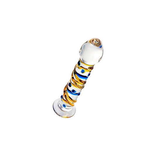 Sexus Suction Cup Glass Dildo 17.2cm Yellow - Glass Sex Toys