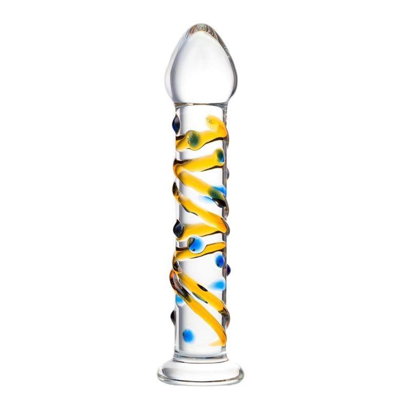 Sexus Yellow 17.2cm Suction Cup Glass Dildo by ToyFa - Glass Sex Toys
