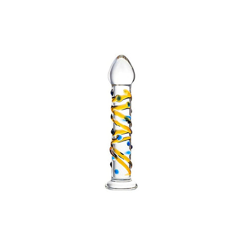 Sexus Suction Cup Glass Dildo 17.2cm Yellow - Glass Sex Toys