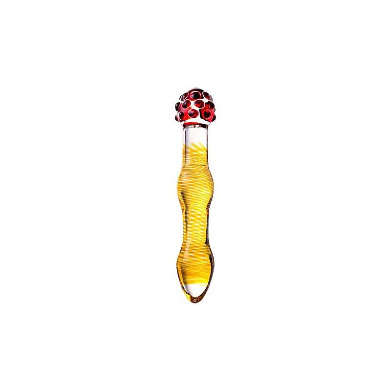 Sexus Glass Dildo 20.5cm Yellow & Red - Glass Sex Toys