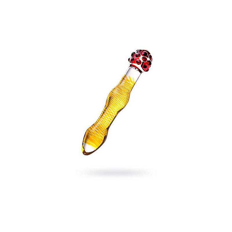 Sexus Glass Dildo 20.5cm Yellow & Red - Glass Sex Toys