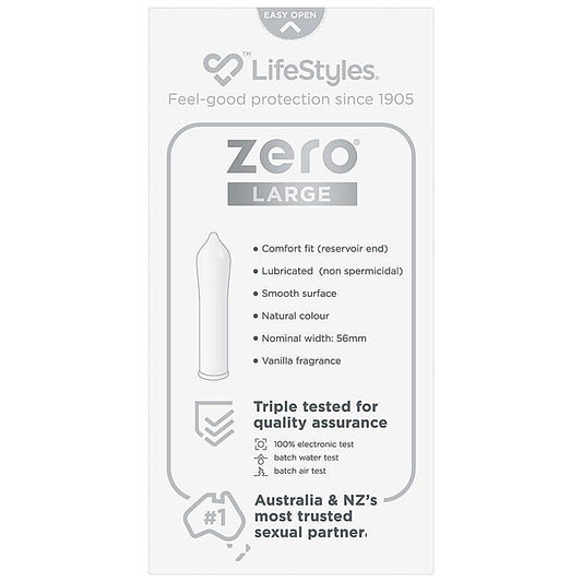 Lifestyles Zero Large Comfort Fit Thinnest Condoms 10 Pack - Condoms