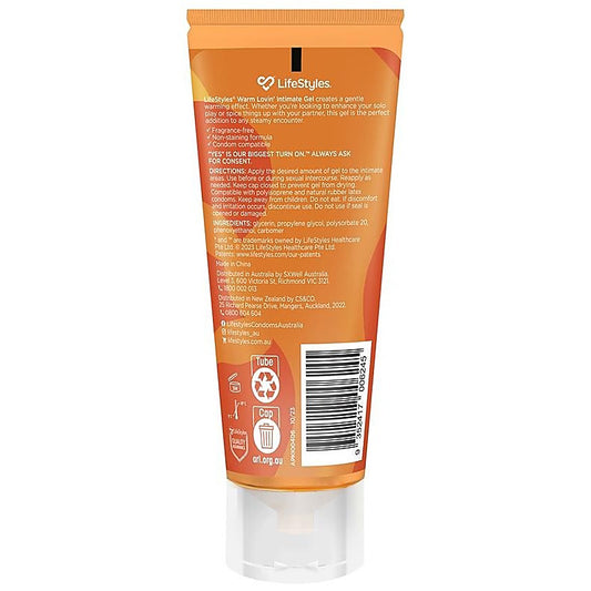 Lifestyles Warm Lovin Warming Intimate Gel 80ml - Delay and Excite Sprays