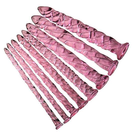 BDStyle Pink Glass Threaded Mens Urethral Plug Set - Urethral Sounds