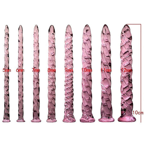 BDStyle Pink Glass Threaded Mens Urethral Plug Set - Urethral Sounds