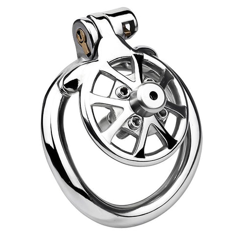 Spike Mens Chastity Cage With Metal Urethral Catheter - Male Chastity