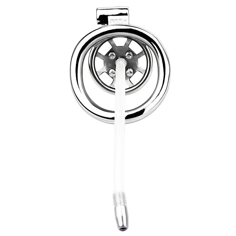 Spike Chastity Cage with Silicone Urethral Catheter - Male Chastity
