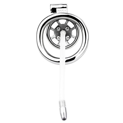 Spike Chastity Cage with Silicone Urethral Catheter - Male Chastity