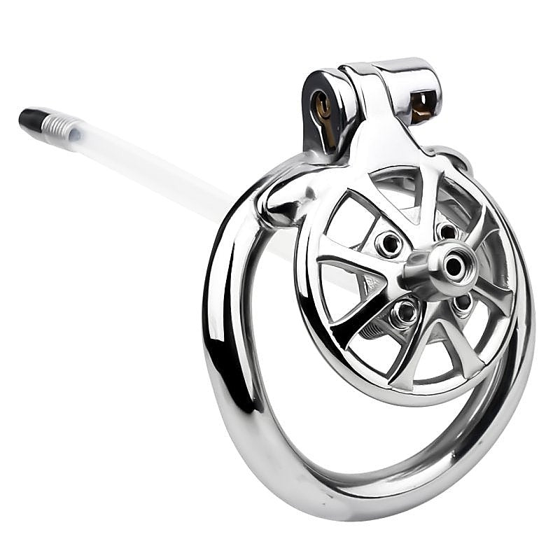 Spike Chastity Cage with Silicone Urethral Catheter - Male Chastity