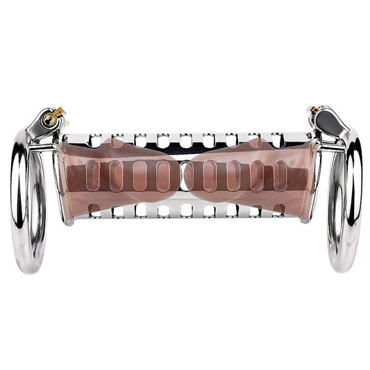 BDStyle Metal Double Ended Chastity Cage Flat Ring - Male Chastity