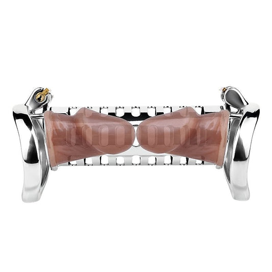 BDStyle Metal Double Ended Chastity Cage Bent Ring - Male Chastity