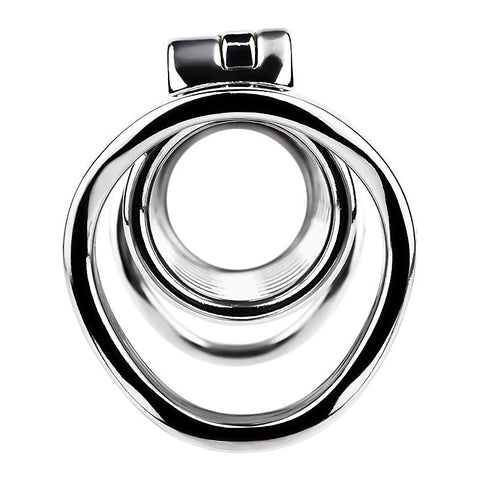 Metal Double Ended Chastity Cage Bent Ring by BDStyle - Male Chastity