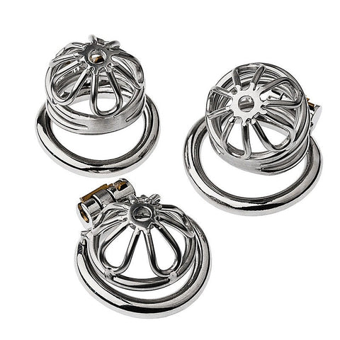 Petal Metal Male Chastity Cage Large Flat Ring by BDStyle - Male Chastity