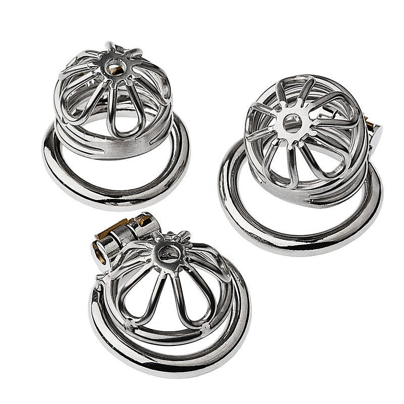 Large Bent Ring Petal Metal Mens Chastity Cage by BDStyle - Male Chastity