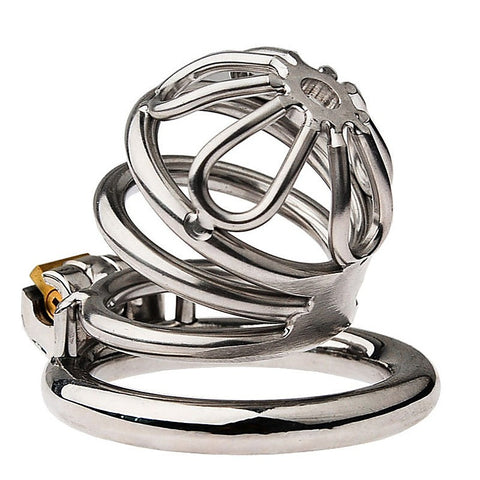 Large Bent Ring Petal Metal Mens Chastity Cage by BDStyle - Male Chastity