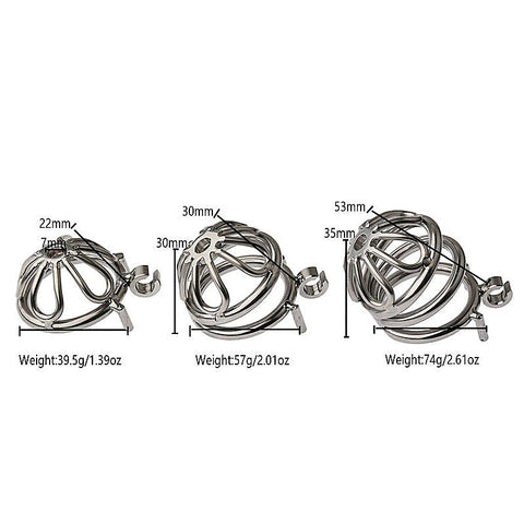 Petal Metal Mens Chastity Cage With Medium Flat Ring - Male Chastity