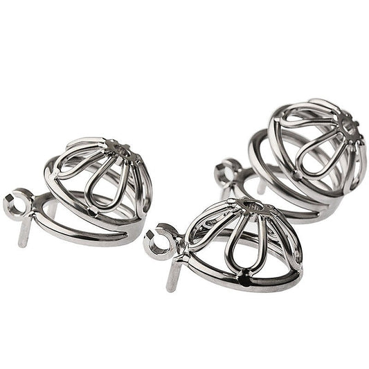 BDStyle Petal Metal Male Chastity Cage With Medium Bent Ring - Male Chastity
