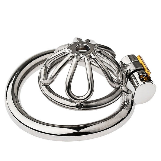 BDStyle Petal Metal Chastity Cage With Small Bent Ring - Male Chastity