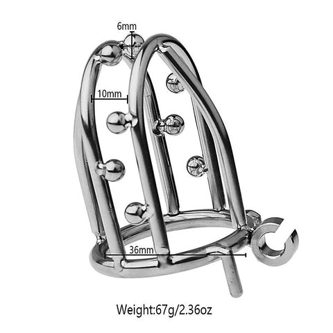 Chastity Opening Cage With Chastity Lock Flat Ring - Male Chastity