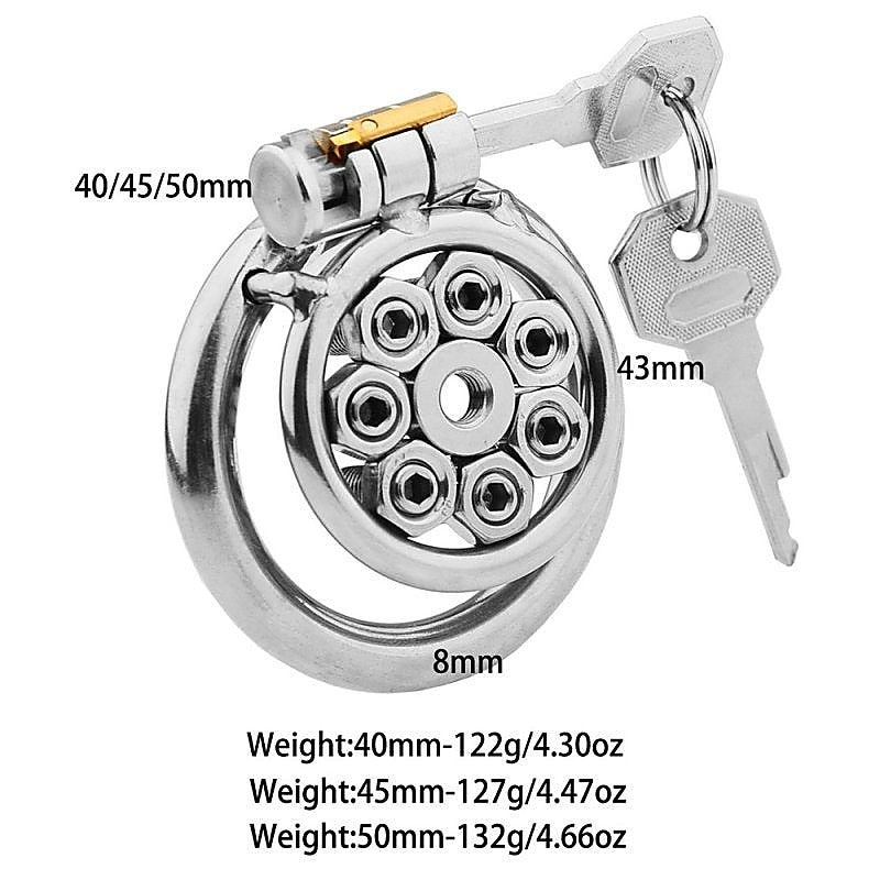 Spikes Flat Chastity Cock Cage With Urethral Sound - Male Chastity