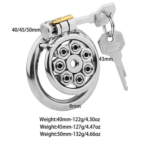 Spikes Flat Chastity Cock Cage With Urethral Sound - Male Chastity