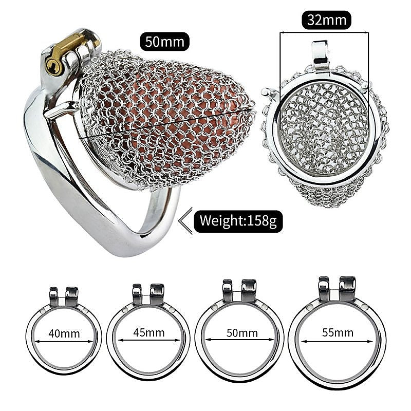 Metal Chastity Cage Mesh Male Locks Device by BDStyle - Male Chastity