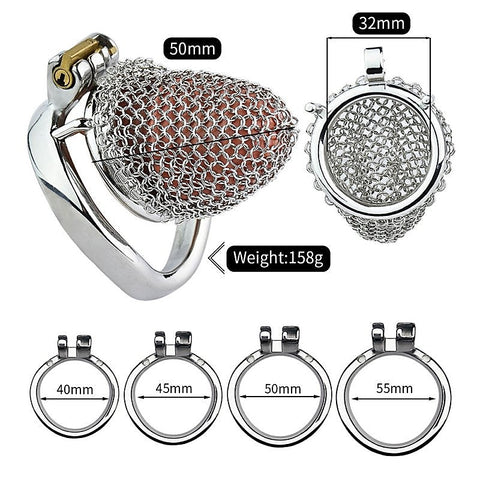 Metal Chastity Cage Mesh Male Locks Device by BDStyle - Male Chastity