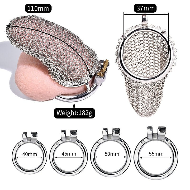 Metal Chastity Cage Mesh Male Locks Device by BDStyle - Male Chastity