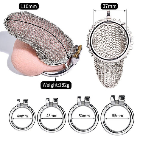Metal Chastity Cage Mesh Male Locks Device by BDStyle - Male Chastity