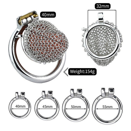 BDStyle Metal Chastity Cage Mesh Male Locks Devices Medium - Male Chastity