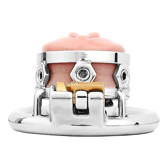 BDStyle Fake Silicone Stainless Steel Male Chastity Cage With Bent Ring - Male Chastity