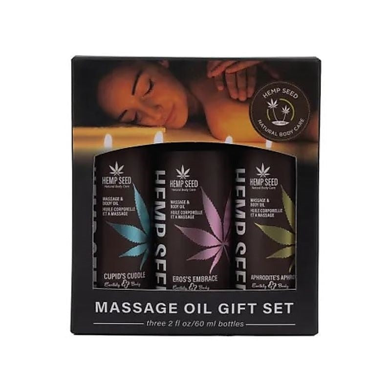 Hemp Seed Massage Oil Trio Gift Set by Earthly Body - Oil Based Lubes