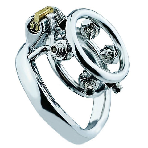 Rivet Screw Double Ring Male Chastity Lock Cage by BDStyle - Male Chastity