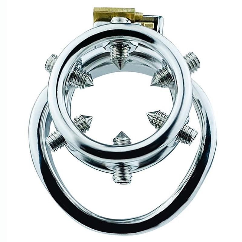 Rivet Screw Double Ring Male Chastity Lock Cage by BDStyle - Male Chastity