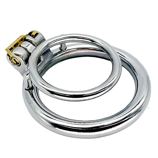 BDStyle Double Ring Mens Chastity Lock Cage With Flat Ring - Male Chastity