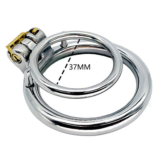 BDStyle Double Ring Male Chastity Lock Cage With Bent Ring - Male Chastity