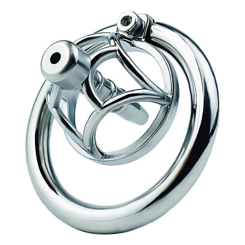 Hex Screw Men's Cock Cage with Urethral Catheter by BDStyle - Male Chastity