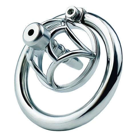 Hex Screw Men's Cock Cage with Urethral Catheter by BDStyle - Male Chastity