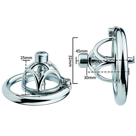 Hex Screw Men's Cock Cage with Urethral Catheter by BDStyle - Male Chastity