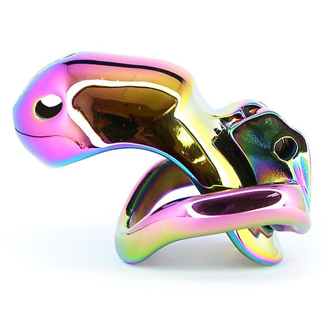 Rainbow Male Metal Chastity Cage HTV3 Large by BDStyle - Male Chastity