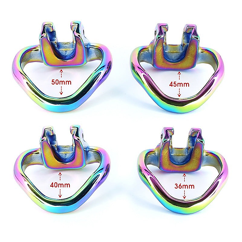 Rainbow Male Metal Chastity Cage HTV3 Large by BDStyle - Male Chastity