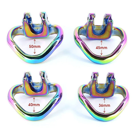 Rainbow Male Metal Chastity Cage HTV3 XL by BDStyle - Male Chastity