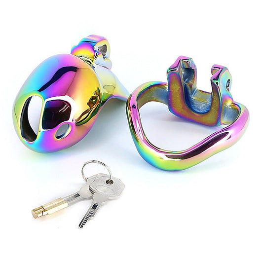 BDStyle Rainbow Male Metal Chastity Cage HTV3 XL - Male Chastity