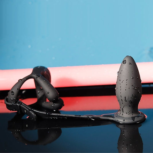 BDStyle Silicone Vibrating Cock Ring with Anal Vibrator - Vibrating Cock Rings