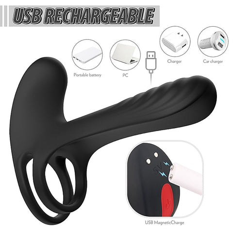 S-Hande Frank Double Stimulus 18 Functions Mens Cock Ring - Vibrating Cock Rings