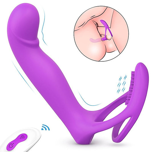 S-Hande Lorna 9 Functions Vibrating Cock Ring With Butt Plug Rose - Vibrating Cock Rings
