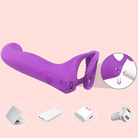 S-Hande Lorna Vibrating Cock Ring With Butt Plug Purple - Vibrating Cock Rings