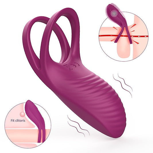 S-Hande Trap 9 Functions Rechargeable Cock Ring Claret - Vibrating Cock Rings