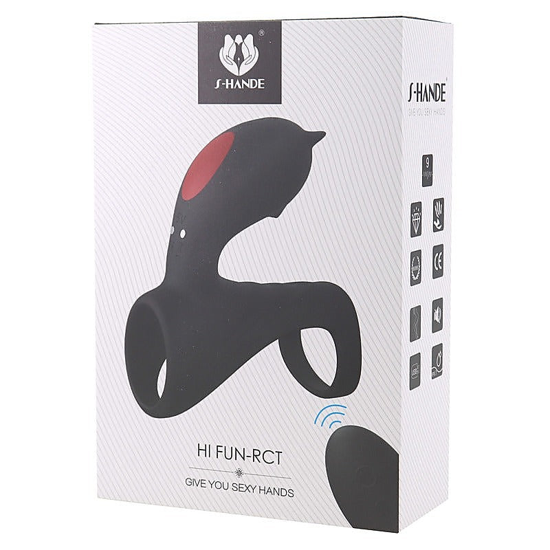S-Hande Hi Fun Vibrating Mens Cock Ring With Clit Stimulation - Vibrating Cock Rings