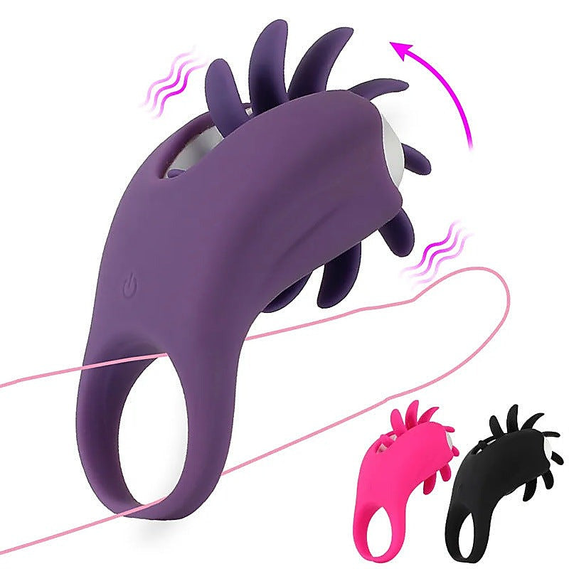 BDStyle Tongue Licking 10 Functions Cock Vibrator - Vibrating Cock Rings